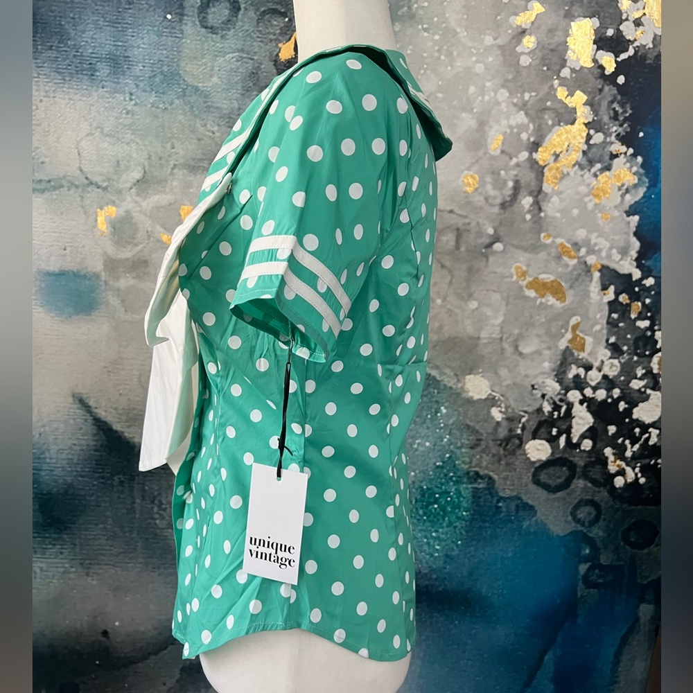 Unique Vintage | Polka Dot Bow Top - Picture 3 of 9